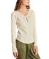 ფოტო #3 პროდუქტის Women's Embroidered Mesh Henley Top