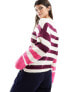 JDY wide sleeve jumper in purple and pink stripe