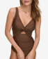 Фото #3 товара Women's Shirred Keyhole Detail One-Piece Swimsuit