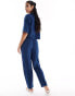 Фото #4 товара Mango denim look tie waist co-ord trousers in blue