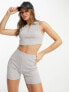 Фото #4 товара ASOS DESIGN rib legging short co-ord in grey marl