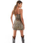 Фото #4 товара ASOS DESIGN 90s strappy mini dress with corsage in leopard print