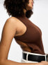 Stradivarius seamless body with open back in brown