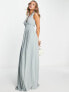 Фото #1 товара TFNC Bridesmaid pleat waistband maxi dress in sage green