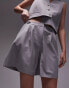 Фото #2 товара Topshop co-ord side tab knee short in grey