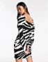 Фото #8 товара New Look long sleeve mini sweetheart dress in zebra print