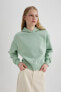 Фото #1 товара Boxy Fit Kapüşonlu Kalın Sweatshirt B8570ax23wn