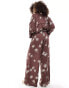 Iisla & Bird flower print beach trouser co-ord in brown