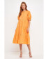 Women's Short Puff Sleeve Midi Dress