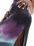 Фото #5 товара Missyempire slinky maxi side split maxi skirt co-ord in purple marble print