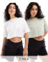 Фото #1 товара Miss Selfridge 2 pack cropped tee in white and sage