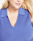 Фото #3 товара Plus Size Collared V-Neck Sleeveless Sweater Top, Created for Macy's