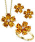 Фото #3 товара Citrine (3-1/4 ct. t.w.) & Diamond Accent Flower 18" Pendant Necklace in 14k Gold-Plated Sterling Silver