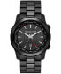 ფოტო #1 პროდუქტის Men's Runway Quartz Dual Time Black Stainless Steel Watch 45mm
