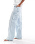 Фото #4 товара Stradivarius wide leg carpenter jean in beach blue