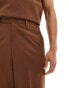 ASOS DESIGN loose leg suit trousers in chocolate brown