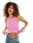 Фото #1 товара Monki cropped rib detail knit singlet in pink