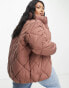 New Look Curve boxy puffer coat in pink