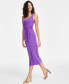 Women's Side-Shirred O-Ring Midi Dress Passion Purple, XS - фото #3