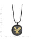 Brushed Black and Yellow IP-plated Eagle Disk Ball Chain Necklace