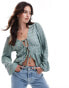 Фото #1 товара Vila textured tie front top in sage green