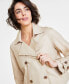 Фото #3 товара Women's Solid Short Double-Breasted Trench Coat, Created for Macy's