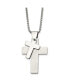 ფოტო #1 პროდუქტის Brushed Double Cross Pendant Box Chain Necklace