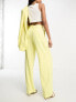 Фото #3 товара ASOS DESIGN Tall inverted pleat wide leg suit trouser with linen in lemon