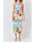 Women's Abstract Print Strapless Maxi Dress