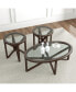 Modern Tempered Glass Coffee Table with Wood Base