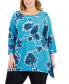 Фото #1 товара Plus Size Floral-Print Jacquard Swing Top, Created for Macy's