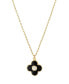 Clear Cubic Zirconia and Black Enameled Clover Pendant