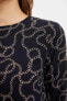 Kadın Lacivert Desen Detaylı Dokuma Tunik N0367AZ20SM
