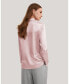 ფოტო #2 პროდუქტის Women's Classic Pearl Button Silk Shirt