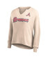 Women's Cream Distressed Atlanta Braves Go For It Waffle Knit Long Sleeve Notch Neck T-shirt