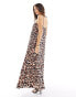 Фото #4 товара ASOS DESIGN crushed satin slip midi dress in animal print