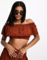 Фото #1 товара Threadbare broderie off shoulder crop top co-ord in rust