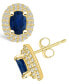 ფოტო #2 პროდუქტის Sapphire (1-1/5 Ct. t.w.) and Diamond (3/8 Ct. t.w.) Halo Stud Earrings