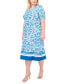 Фото #3 товара Plus Size Printed Border-Trim V-Neck Midi Dress