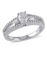 ფოტო #1 პროდუქტის Certified Diamond (7/8 ct. t.w.) Oval-Shape 3-Stone Engagement Ring in 14k White Gold