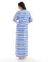 Фото #3 товара ASOS DESIGN oversized midaxi t-shirt dress in blue stripe