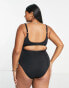 We Are We Wear Plus underwired control swimsuit with mesh insert in black