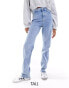 Фото #2 товара Pieces Tall Bella high waisted straight leg jeans in light blue
