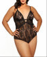 Фото #1 товара Plus Size Camellia all Over Lace and Fine Mesh Lingerie Teddy