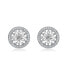 GV Sterling Silver White Gold Plated Clear Marquise with Round Cubic Zirconia Halo Wreath Earrings