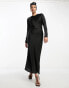 Фото #3 товара ASOS DESIGN satin biased maxi dress with button detail in black