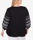Фото #2 товара Plus Size Embroidered Solid Knit Top