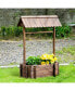 Wooden Wishing Well Raised Garden Bed,Outdoor Planter, Rustic Brown