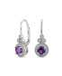 ფოტო #1 პროდუქტის Classic Art Deco Style Purple Synthetic Amethyst Halo Circle Circlet Rosette Solitaire Drop Earrings For Women Sterling Silver