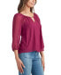 ფოტო #4 პროდუქტის Juniors' Keyhole-Neck Raglan-3/4-Sleeve Textured Top